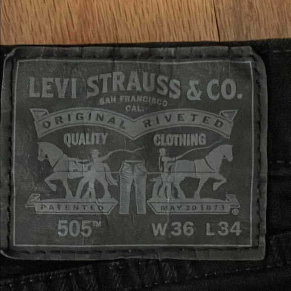 Levi's Black Jeans Men’s Tag size 36 x 34 5 Pocket Black Label - Picture 2 of 13